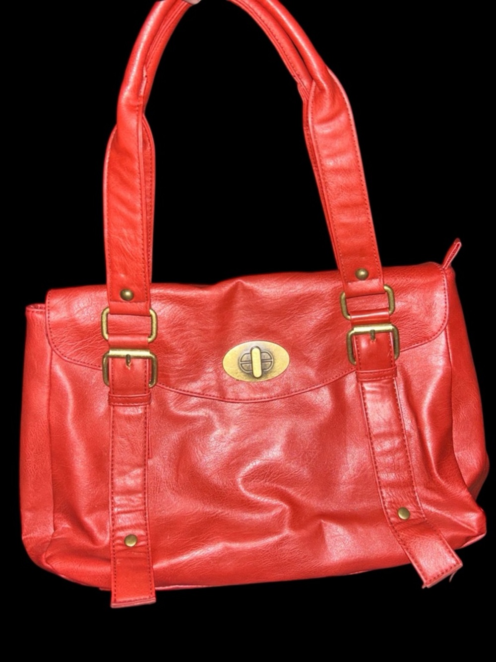 Vintage Chateau Cherry Red Vegan Leather Satchel – Y2K Retro Chic